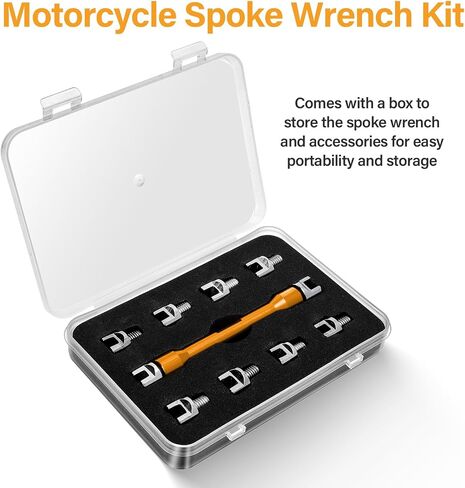 Motorcycle Spoke Wrench,CNC Spanner Set,Spoke Wrench Kit, Motorcycle Wheel Spoke Wrench 5.0-6.8mm with Storage Box for Most Motorbike (red) in Saudi Arabia