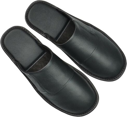 Hwayslon Leather Slippers Men's Women's Leather Room Slippers Natural Cowhide Luxury Solid Color Unisex in Saudi Arabia