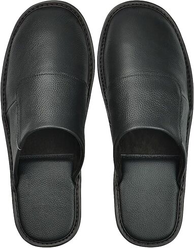 Hwayslon Leather Slippers Men's Women's Leather Room Slippers Natural Cowhide Luxury Solid Color Unisex in Saudi Arabia