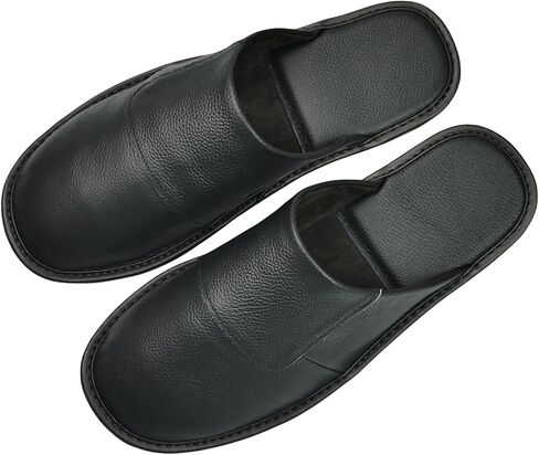 Hwayslon Leather Slippers Men's Women's Leather Room Slippers Natural Cowhide Luxury Solid Color Unisex in Saudi Arabia