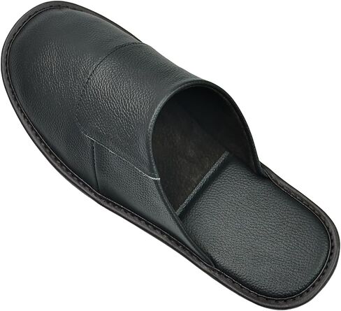 Hwayslon Leather Slippers Men's Women's Leather Room Slippers Natural Cowhide Luxury Solid Color Unisex in Saudi Arabia