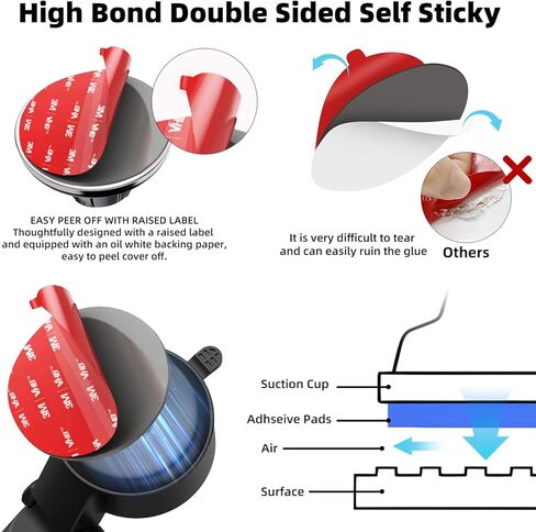 3M Double Sided Adhesive Pads,Car Mount Sticky Pad Replacement. 3M Sticky Dash Cam Mounting Tape.Heavy Duty Tape Sticker for Dashboard &Daily Use.Waterproof,Heat-resistant.Squares&Round,8 PCS in Kuwait