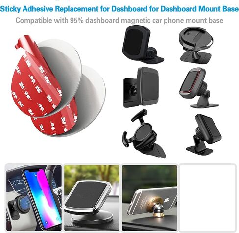 3M Double Sided Adhesive Pads,Car Mount Sticky Pad Replacement. 3M Sticky Dash Cam Mounting Tape.Heavy Duty Tape Sticker for Dashboard &Daily Use.Waterproof,Heat-resistant.Squares&Round,8 PCS in Saudi Arabia
