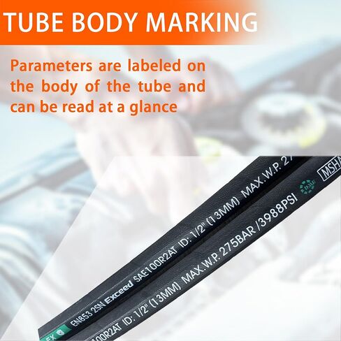 Autovo 26711-06-06-RW- Hydraulic Hose Swivel Assembly 3/8" Hydraulic Hose with Female JIC X Female JIC, 60" Long (4785 psi), Black in Kuwait