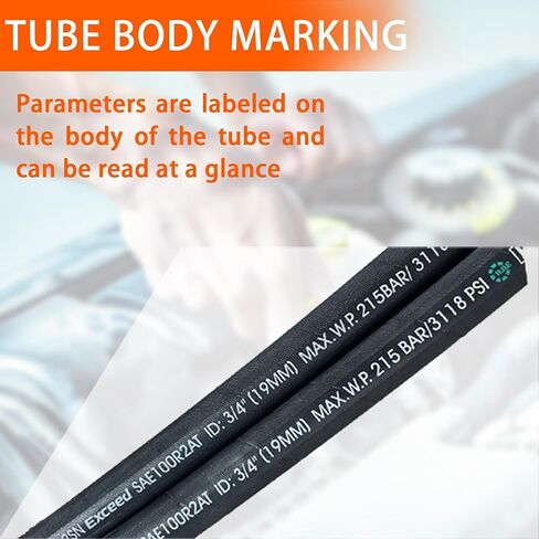 Autovo 26711-06-06-RW- Hydraulic Hose Swivel Assembly 3/8" Hydraulic Hose with Female JIC X Female JIC, 60" Long (4785 psi), Black in Kuwait