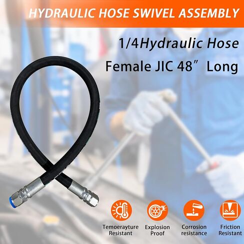 Autovo 26711-06-06-RW- Hydraulic Hose Swivel Assembly 3/8" Hydraulic Hose with Female JIC X Female JIC, 60" Long (4785 psi), Black in Kuwait