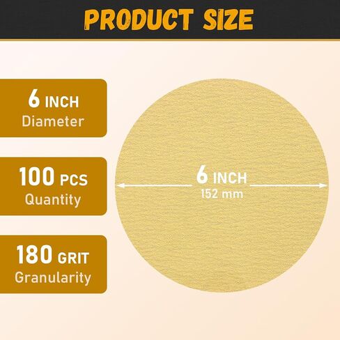100 PCS 6 Inch PSA Sanding Discs 320 Grit Adhesive Backed Sandpaper Roll Sticky-Back Sandpaper for DA Sander Self Stick Aluminum Oxide Round Automotive Sandpaper with Sticky Back in Kuwait