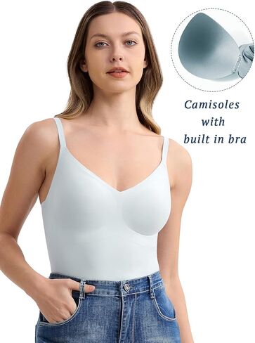 قمصان علوية بدون أكمام للنساء مع حمالة صدر مدمجة للنساء، قمصان تانكيني صيفية للتمرين والخروج للنساء in Kuwait