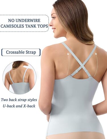 قمصان علوية بدون أكمام للنساء مع حمالة صدر مدمجة للنساء، قمصان تانكيني صيفية للتمرين والخروج للنساء in Kuwait