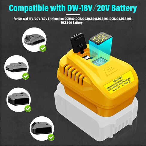 100W USB Wall Charging Kit Adapter for DeWalt 20V Battery, Replace for DCB094, QC3.0 Type-C and USB Port, with LED Display (Battery not Included) in Saudi Arabia