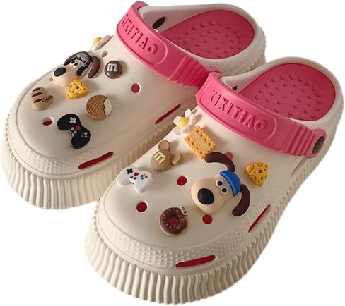 Women's Water Clogs Cartoon Dog Summer Garden Slippers, Outdoor Platform Hole Shoes Beach Sandals in Kuwait