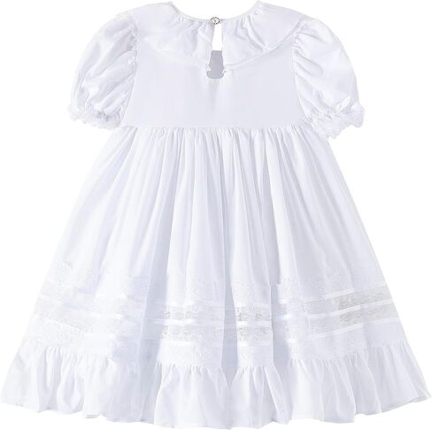 Girls Dress, Vintage Bluebell Heirloom Dress, White Lace, Puff Sleeve, Long Style for Spring and Autumn in Kuwait