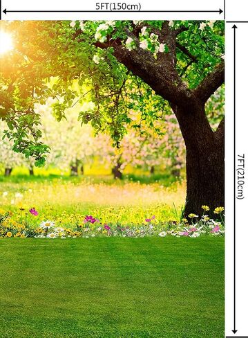 Spring Easter Backdrop for Photography Spring Pictures Nature Forest Scenery Tree Grass Sunshine Wall Decor Floral Photo Background Newborn Baby Shower Kids Photoshoot Banner 6x8FT DU12C in Saudi Arabia