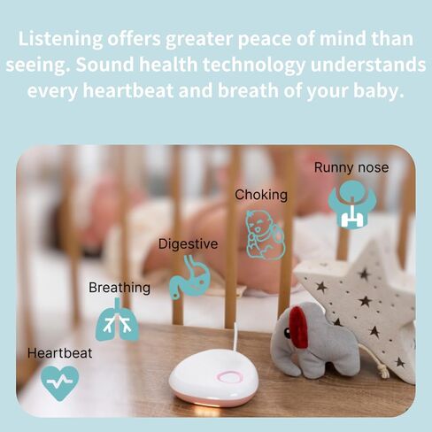 AI Smart Baby Monitor w/Free App, Tracking Breathing, Heart Rate & Sleep, Real-Time Alerts, Wireless & Portable, for Newborns to Toddlers (0-7 Years) in Saudi Arabia
