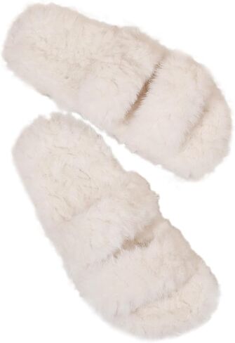 Slippers for Women Memory Foam Faux Fur Open Toe Slide Slipper Shoes House Bedroom Comfy Trendy Trendy Gift Slippers in Kuwait