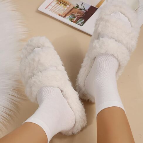 Slippers for Women Memory Foam Faux Fur Open Toe Slide Slipper Shoes House Bedroom Comfy Trendy Trendy Gift Slippers in Kuwait