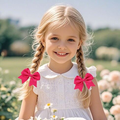 Baby Toddler Hair Bow Hair Clip Alligator Grosgrain Ribbon Red Bow Hair Clip for Little Girls Infant Kids 2 Pack ZFJ53 (Light Blue) in Kuwait
