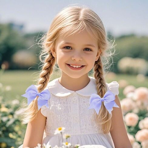 Baby Toddler Hair Bow Hair Clip Alligator Grosgrain Ribbon Red Bow Hair Clip for Little Girls Infant Kids 2 Pack ZFJ53 (Light Blue) in Kuwait
