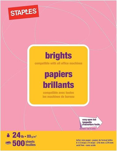 Staples 733095 Brights 24 Lb. Colored Paper Fuchsia 500/Ream (20109) in Saudi Arabia