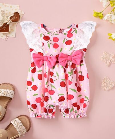 Baby Girls Clothes Toddler Ruffled Sleeveless Romper Bow Knot Newborn Infant Casual Summer Jumpsuit Outfit in Saudi Arabia