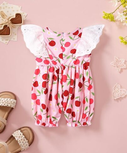 Baby Girls Clothes Toddler Ruffled Sleeveless Romper Bow Knot Newborn Infant Casual Summer Jumpsuit Outfit in Saudi Arabia