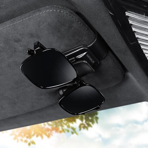 عبوتان من حامل النظارات الشمسية لمشبك واقي السيارة ومشبك بطاقة التذاكر على النظارات الشمسية ومنظم ملحقات حاجب السيارة (KAFANLIN أسود عبوتان) in Kuwait