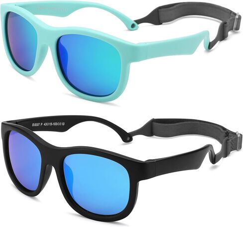 LIU·WEN Cute Polarized Baby Sunglasses with Strap - Flexible Frame for Toddler Newborn Infant 0-24 Months in Saudi Arabia