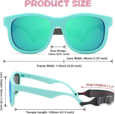 LIU·WEN Cute Polarized Baby Sunglasses with Strap - Flexible Frame for Toddler Newborn Infant 0-24 Months in Saudi Arabia