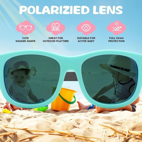LIU·WEN Cute Polarized Baby Sunglasses with Strap - Flexible Frame for Toddler Newborn Infant 0-24 Months in Saudi Arabia