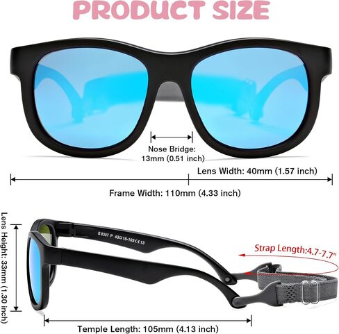 LIU·WEN Cute Polarized Baby Sunglasses with Strap - Flexible Frame for Toddler Newborn Infant 0-24 Months in Saudi Arabia