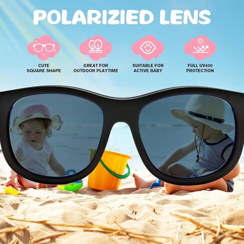 LIU·WEN Cute Polarized Baby Sunglasses with Strap - Flexible Frame for Toddler Newborn Infant 0-24 Months in Saudi Arabia