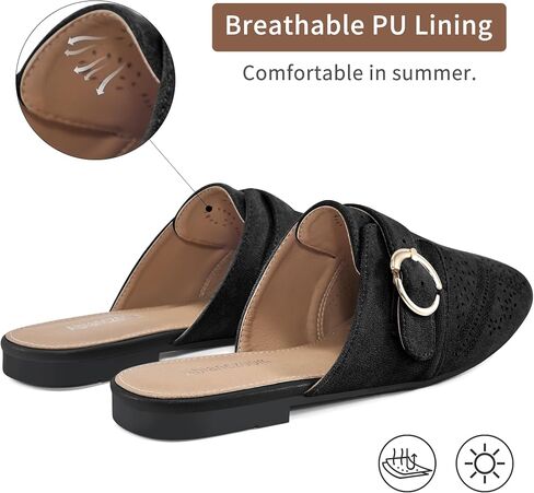 Ablanczoom Mules for Women Flat Shoes: Comfortable Slip On Suede Dressy Buckle Closed Toe Backless Womens Mule 2025 in Saudi Arabia