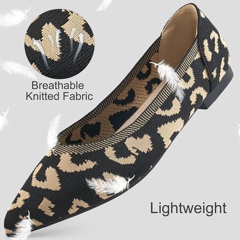 HARENCE Women's Flats Ballet Shoes: Comfortable Pointed Toe Soft Knit Flat Casual Slip On Work Dress Shoes for Walking Wedding Dating in Saudi Arabia