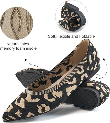 HARENCE Women's Flats Ballet Shoes: Comfortable Pointed Toe Soft Knit Flat Casual Slip On Work Dress Shoes for Walking Wedding Dating in Saudi Arabia
