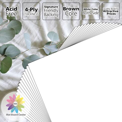 Mat Board Center, 100 Pack 5x7 White Backing Matte Boards, 4-ply Thickness Backer Boards for Frames, Photos, Prints, Arts and More in Saudi Arabia