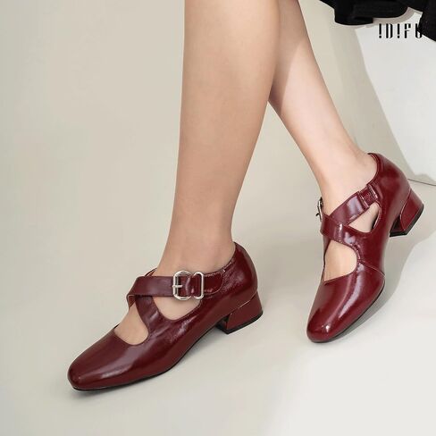 IDIFU Mary Jane Flats for Women Ballet Flats Square Toe Buckle Low Heel Dress Shoes Dressy Casual Comfortable Cute Formal Flat Shoes Bridal Office Criss Cross Strap Dress Flats Shoes in Kuwait