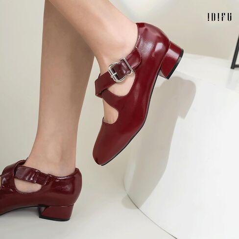 IDIFU Mary Jane Flats for Women Ballet Flats Square Toe Buckle Low Heel Dress Shoes Dressy Casual Comfortable Cute Formal Flat Shoes Bridal Office Criss Cross Strap Dress Flats Shoes in Kuwait