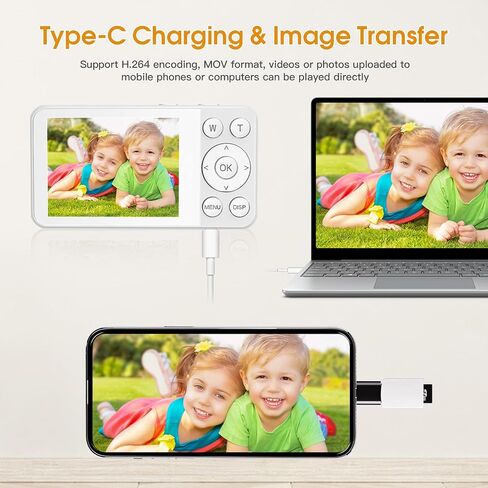 4K Digital Camera for Teens, FHD 64MP Digital Camera for Kids with 64GB SD Card, 18X Digital Zoom Cameras for Photography, Point and Shoot Video Camera for Kids, White in Saudi Arabia