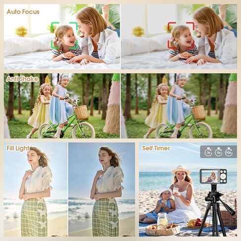 كاميرا رقمية 4K للمراهقين ، كاميرا رقمية 64 ميجا بايت FHD للأطفال مع بطاقة SD 64 جيجابايت ، وكاميرات التكبير الرقمية 18x للتصوير الفوتوغرافي ، و Point ، وتصوير كاميرا الفيديو للأطفال ، والأبيض. in Kuwait