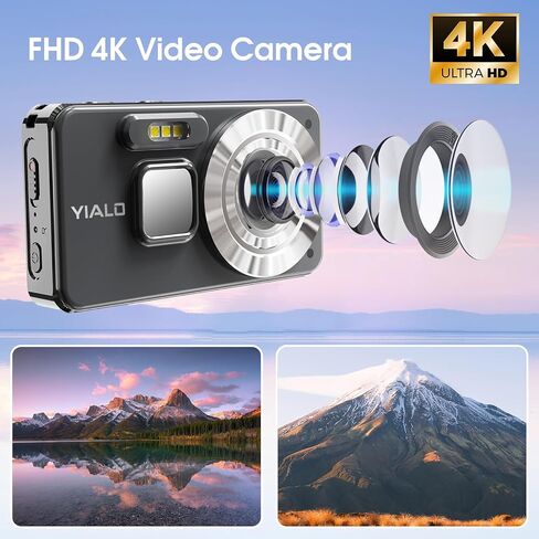 كاميرا رقمية 4K للمراهقين ، كاميرا رقمية 64 ميجا بايت FHD للأطفال مع بطاقة SD 64 جيجابايت ، وكاميرات التكبير الرقمية 18x للتصوير الفوتوغرافي ، و Point ، وتصوير كاميرا الفيديو للأطفال ، والأبيض. in Kuwait