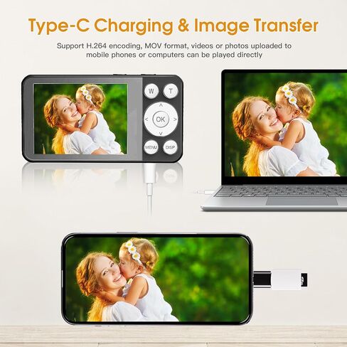 كاميرا رقمية 4K للمراهقين ، كاميرا رقمية 64 ميجا بايت FHD للأطفال مع بطاقة SD 64 جيجابايت ، وكاميرات التكبير الرقمية 18x للتصوير الفوتوغرافي ، و Point ، وتصوير كاميرا الفيديو للأطفال ، والأبيض. in Kuwait