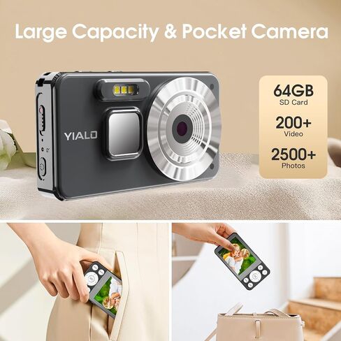 كاميرا رقمية 4K للمراهقين ، كاميرا رقمية 64 ميجا بايت FHD للأطفال مع بطاقة SD 64 جيجابايت ، وكاميرات التكبير الرقمية 18x للتصوير الفوتوغرافي ، و Point ، وتصوير كاميرا الفيديو للأطفال ، والأبيض. in Kuwait