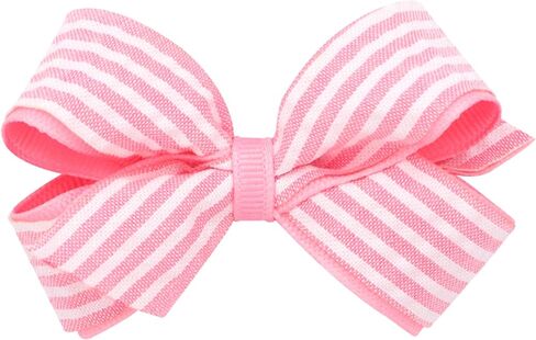 Wee Ones Girls' Mini Genuine Seersucker Fabric Bowtie with Tails on a WeeStay Hair Clip, Handmade, Mini Sized Bow, Pink in Saudi Arabia