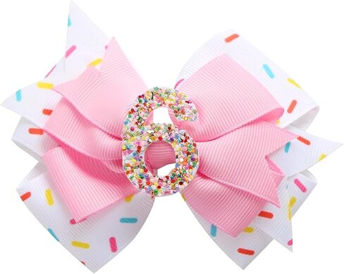 Sparkling Birthday Hair Bow for Baby Girls 2nd 3nd 4nd 5nd 6nd 7 Years Decorations Glitter Confetti Ice Cream Party Pink Hair Accessories for Girls 7nd Birthday Celebration in Saudi Arabia