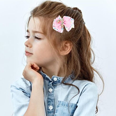 Sparkling Birthday Hair Bow for Baby Girls 2nd 3nd 4nd 5nd 6nd 7 Years Decorations Glitter Confetti Ice Cream Party Pink Hair Accessories for Girls 7nd Birthday Celebration in Saudi Arabia