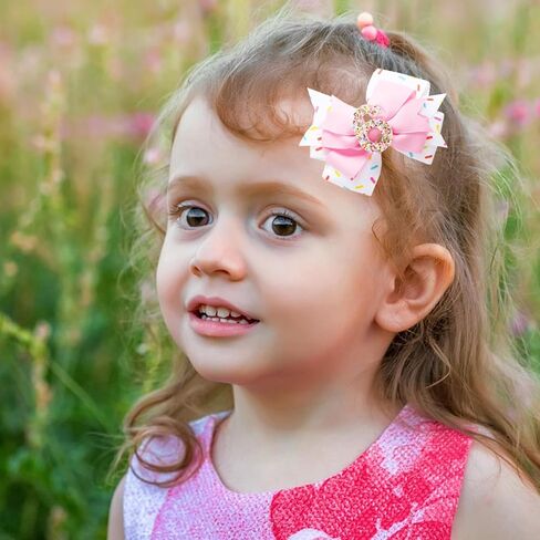 Sparkling Birthday Hair Bow for Baby Girls 2nd 3nd 4nd 5nd 6nd 7 Years Decorations Glitter Confetti Ice Cream Party Pink Hair Accessories for Girls 7nd Birthday Celebration in Saudi Arabia