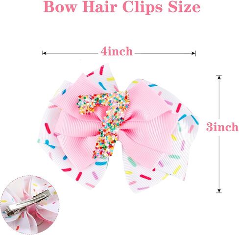 Sparkling Birthday Hair Bow for Baby Girls 2nd 3nd 4nd 5nd 6nd 7 Years Decorations Glitter Confetti Ice Cream Party Pink Hair Accessories for Girls 7nd Birthday Celebration in Saudi Arabia
