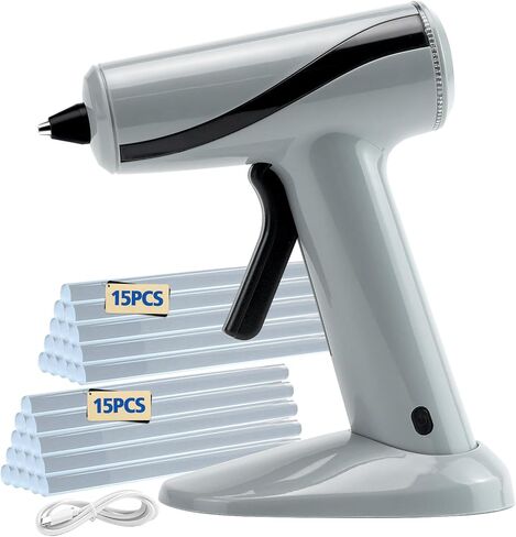 Hot Glue Gun Kit with 30 Hot Glue Sticks, Precision Nozzle, Fast Preheating Hot Melt Glue Gun Full Size for School Crafts DIY Art Decorations Quick Home Repairs - White in Kuwait