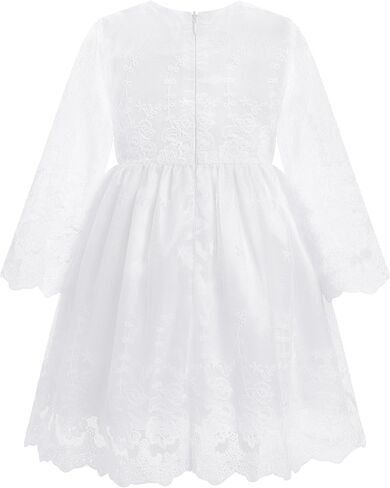 Infant Girl White Baptism Christening Outfits with Bonnet Flower Girl Wedding Dress Newborn Sheer Sleeve Blessing Gown in Saudi Arabia