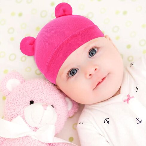 Cinaci 6 Sets Ear Turban Hats and No Scratch Mittens Caps Bonnets Gloves for 0-6M Unisex Baby Girls Boys Newborns Infants in Saudi Arabia